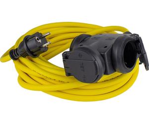 as-Schwabe Prise de distribution triple en caoutchouc plein Rallonge de 10m 3G2,5 jaune IP44