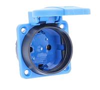 as - Schwabe Prise encastrable avec contact de protection - Bleu - IP54 | Boîtier encastrable robuste avec contact de protection IP54 avec couvercle à charnière à fermeture automatique - Idéal pour