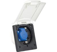 as - Schwabe Prise encastrable multifonctionnelle, 1 prise 230 V/16 A + 2 prises satellite + 1 x 12 V DC, avec fermeture magnétique, IP44, fabriquée en Allemagne, blanc I 62473