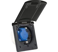 as - Schwabe Prise encastrable multifonctionnelle, 1 prise 230 V/16 A + 2 prises satellite + 1 x 12 V DC, avec fermeture magnétique, IP44, fabriquée en Allemagne, noir I 62474