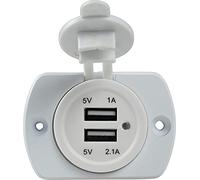 as - Schwabe Prise encastrée à 2 Voies pour Caravane, Prise encastrable avec 2 câbles de Terre de 0,6 m Tension d'entrée 12 V CC - Ports USB 1 A et 1 x 5 V/2,1 A - Prise avec Couvercle pour