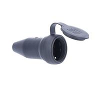as - Schwabe Prise Mobile Renforcée en Caoutchouc 230V / 16A avec Clapet de Protection Prise 2PT avec Mise à la Terre Pour l'Extérieur IP44 Made in Germany, Noir I 860417
