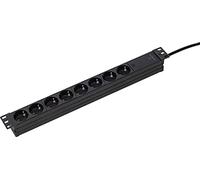 as - Schwabe RACK Bloc multiprise 8 prises 19" pour montage universel dans des armoires réseau de 19 ", câble en plastique de 3 m, 230 V/16 A disposé à 45°, IP20, noir I 18190
