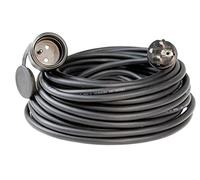 as - Schwabe rallonge 20m IP44 H07RN-F 3G1,5, câble Caoutchouc, fiche coudée, Prise 2P+T, Noir