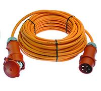 as - Schwabe Rallonge électrique haute tension 25 m H07BQ-F 5G6 - Fiche d'inversion CEE - 400 V, 32 A, 6h, environ 22 kW - Pour chantier, jardin, extérieur - 5 broches - IP44 - Fabriqué en Allemagne -