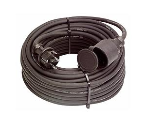 as - Schwabe Rallonge en Caoutchouc 230V / 16A - 10 m | Câble de 10 m avec Fiche et Prise 2PT et Capuchon de Protection - Intérieur et Extérieur - IP44 I 860383