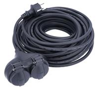 as-Schwabe Rallonge extérieure 15 m Rallonge en caoutchouc double Schuko Noir IP44