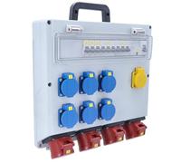 as - Schwabe Répartiteur mural Fixo 13D MAX DAT+ - 400 V/16 A - IP44 - Avec FI 40 A 30 mA - 4 x CEE 16 A - 6 x Schuko - 2 x RJ45 CAT6