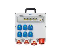 as - Schwabe Répartiteur mural prêt à être branché - Répartiteur de courant de construction CEE 400 V/32 A/22 kW - 5 prises Schuko, 2 x CEE (400 V/16 A/5 broches), 1 x CEE (400 V/32 A/5 broches), 2 x