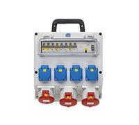 as - Schwabe Répartiteur mural prêt à être raccordé - 4 prises Schuko, 1 CEE (400 V/16 A/5 broches), 2 CEE (400 V/32 A/5 broches) - Répartiteur de courant de construction à raccord fixe NYM-J jusqu'à