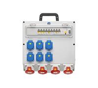 as - Schwabe Répartiteur mural prêt à être raccordé - Sortie 6 x Schuko, 4 x CEE (400 V/16 A/5 broches) - Répartiteur de courant de construction à raccord fixe NYM-J jusqu'à 5 x 10 - Répartiteur de