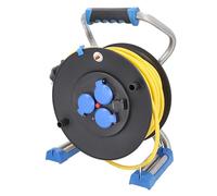 as - Schwabe Xperts enrouleur de câble 40 m AT-N07V3V3-F 3G1,5, IP44 extérieur, 3 prises avec terre + port USB, indicateur de tension, protection thermique, Made in Germany