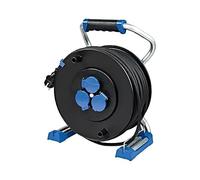 as - Schwabe Xperts enrouleur de câble 50 m H07RN-F 3G1,5, IP44 extérieur, 3 prises avec terre + port USB, indicateur de tension, protection thermique, Made in Germany