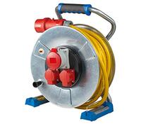 as - Schwabe Xperts enrouleur de câble CEE 25 m AT-N07V3V3-F 5G2,5, IP44 extérieur avec 2 prises avec terre, 1 prise CEE 400 V 5 pôles, protection thermique, Made in Germany