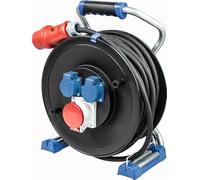 as - Schwabe Xperts enrouleur de câble CEE 30 m H07RN-F 5G2,5, IP44 extérieur avec 2 prises avec terre, 1 prise CEE 400 V 5 pôles, protection thermique, Made in Germany