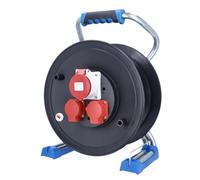 as - Schwabe Xperts enrouleur de câble vide, pour environ 40 m de câble, extérieur IP44, 2 prises avec terre + 1 prise CEE 5 pôles 400 V, protection thermique, Made in Germany