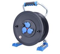 as - Schwabe Xperts enrouleur de câble vide, pour environ 40 m de câble, extérieur IP44, 3 prises avec terre, port USB, protection thermique, Made in Germany