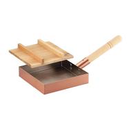 Asahi Egg Pan Tamagoyaki Made in Japan Professinal Modèle cuivre avec poignée en bois, bois Lid 18 cm 7" Cne117