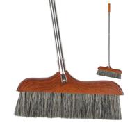 ASAKKURA Balai de Maison et Manche en Acier Inoxydable, Brosse de Nettoyage Résistante en Bois Poils de Sanglier Denses pour Sols Domestiques et Industriels