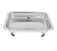 ASAKKURA Buffet Plat Rectangulaire Acier Inoxydable avec Couvercle Verre Plateau Repas Étanche et Antidérapant pour Cuisine Buffet Partie ou Service