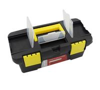 ASAKKURA Noire Boîte à Outils Plateau Amovible, Portable, en Plastique PP | Poignée Ergonomique, Ouverture Flexible, Rangement pour Bricolage, Atelier et Réparation Auto, Format Compact