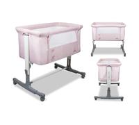 Asalvo Calm Berceau pour Bébé avec Système de Fixation au Lit, Fonction Balancelle, Hauteur Réglable et Côtés Ventilés, Berceau Cododo Parfait pour Dormir Près de Bébé, Rose