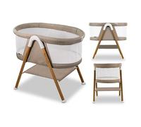 Asalvo Mini-Berceau Cododo Bébé, Réglable en Hauteur, Structure Pliable, Matelas Inclus, Tissu Respirant, Berceau Cododo Sécurisé, Beige