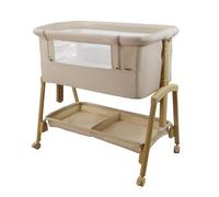 Asalvo Smart Lit cododo 2 en 1 pour bébé - Lit bébé avec 7 hauteurs réglables, Roues avec Freins, Matelas Inclus, Mini Berceau pour Nouveau-né (Beige)