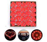 ASANMU Bougie Romantique, 50 Bougies Coeur Rouge, Bougie Rouge, Bougies Romantiques en Forme de Coeur, Bougies de Saint Valentin pour Anniversaire, Proposition de Mariages, Fêtes, Anniversaires