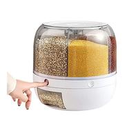 Asarly 6-Grid Rotating Food Dispenser, Dry Food Storage Container, One-Click Rice Output, for Pantry Organzation and Storage, Plastic Canisters with Durable Lids Ideal for Cereal, Flour & Sugar