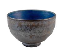 Asayu Japan Bol à matcha fait à la main en céramique japonaise Gifu Chawan, 12 x 7,8 cm, 500 ml, passe au micro-ondes pour cérémonie du thé, thé vert, poterie - Bleu Kurogane