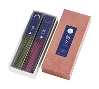 Asayu Japan Lot de Bâtons d'Encens Japonais, Faible Fumée, Parfum Thé Vert et Fleur de Cerisier, Fabriqués au Japon, 40g, pour Yoga, Aromathérapie, Relaxation, Méditation