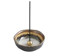 Asayu Japan Petit Porte Encens en Céramique Fait au Japon pour Bâtons de 83mm avec Brûleur d'Encens en Laiton, Idéal pour la Relaxation ou Décoration, Encensoir Modèle Traditionnel Japonais