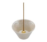 Asayu Japan Porte Encens Japonais en Céramique avec Brûleur Encens en Laiton pour Bâtons, récupérateur de cendres en céramique - Petit cône blanc (blanc perle), Fabriqués au Japon Artisanalement