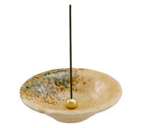 Asayu Japan Porte Encens Japonais en Céramique avec Brûleur Encens en Laiton pour Bâtons, récupérateur de Cendres en céramique - Wabi-Sabi (Orange Clair), Fabriqués au Japon Artisanalement