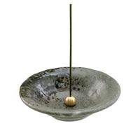 Asayu Japan Porte Encens Japonais en Céramique avec Brûleur Encens en Laiton pour Bâtons, récupérateur de Cendres en céramique - Wabi-Sabi (Blanc et Vert), Fabriqués au Japon Artisanalement