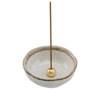 Asayu Japan Porte Encens Japonais en Céramique avec Brûleur Encens en Laiton pour Bâtons, récupérateur de Cendres en céramique - Wabi-Sabi (Beige), Fabriqués au Japon Artisanalement