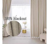 Asazal - rideaux occultants en lin, pour salon, chambre à coucher, haute qualité, décoration d'ombrage complet, rideaux de fenêtre Opaques modernes de luxe Grey Coffee