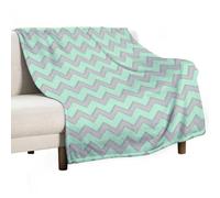 asbwuo Plaid Doux et Moelleux, Motif Chevron Moderne et Chic Vert Menthe et Gris, Couverture Chaude et Confortable pour Toutes Les Saisons, canapé, lit, Camping, Voyages, 127 x 152 cm