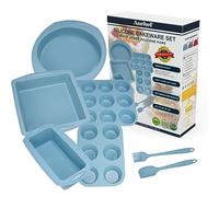 Aschef 7en1 Moule Gateau Silicone Antiadhésif Moules à Pâtisserie Four Rectangulaire Carré Rond Plaque à Patisserie Plat à Cake Résistant à la Chaleur pour Cupcake Pain Pizza Muffins Brioche