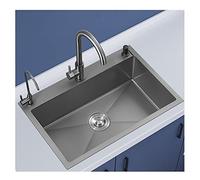 asdchZen Évier de cuisine en acier inoxydable - Évier de cuisine à encastrer et à monter sur le dessus - Métallique, 6 tailles, Kit-a-60 x 45 x 22 cm