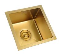 asdchZen Mini évier de cuisine en acier inoxydable 304 Évier central Bar Évier encastré Petit doré, 36 x 36 cm