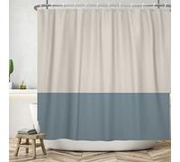 ASDCXZ Rideau de Douche Bleu 90x180 cm, d'Épissure Bleu Beige Moderne en Textile Imperméable Lavable pour Baignoire avec 6 Crochets