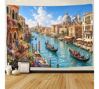 ASDFGHJKLZA Cité sur l'eau de Venise en Italie Tenture Murale Impression 3D Tapisserie Murale Tapisseries Décoration Intérieure Rideau Chambre Dortoir 180cmx230cm