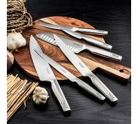 SABATIER TROMPETTE - Couteau Santoku - Asean - Acier 5Cr15MoV finition satinée manche tout inox - 30 cm (Lame 17 cm) - Inox