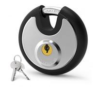 ASelected Cadenas à disque en acier inoxydable 70 mm avec 2 clés pour entrepôts, conteneurs, garages, portails, chaînes, clôtures