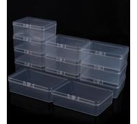 ASelected Lot de 12 boîtes de rangement en plastique avec couvercle - 9,5 x 6,5 x 3,5 cm - Petite boîte de rangement avec couvercle pour petites perles, bijoux, vis, accessoires d'artisanat