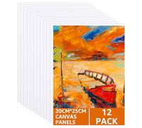 ASelected Lot de 12 toiles tendues de 25 x 20 cm pour peinture - 100% coton - Sans acide - Professionnel - Pour acrylique, huile, gouache, aquarelle, blanc