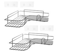 ASelected Lot de 2 étagères d'angle Noires en Forme de L antirouille pour Salle de Bain et Cuisine