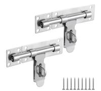 ASelected Lot de 2 verrous de porte robustes en acier inoxydable pour portail de jardin, écuries, portails en bois (argenté)